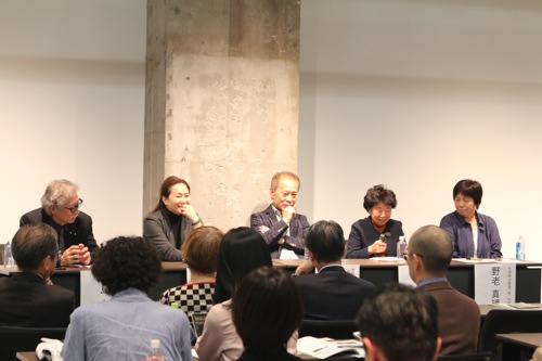 (左から)フォーラムのプロデューサー「中島セイジ」さん、石坂産業の「石坂典子」さん、水族館プロデューサー「中村元」さん、食といのちを守る会の「青木紀代美」さん、大里綜合管理の「野老真理子」さん
